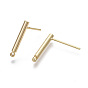 Brass Stud Earring Findings, with Loops, Nickel Free, Bar