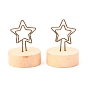 Theaceae Wood Business Cards Display Frame, Iron Holder, Star