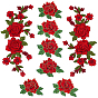8Pcs 2 Styles Computerized Embroidery Cloth Iron on/Sew on Patches, Rose Flower Polyester Appliques