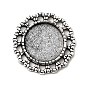 Tibetan Style Alloy Pendant Cabochon Settings, Cadmium Free & Lead Free, Flat Round