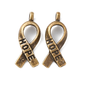 Символическая лента надеяться подвески сплава тибетский стиль, без кадмия и без свинца, 19x7.5x4 мм, Отверстие : 2 мм , около 1810 шт / 1000 г