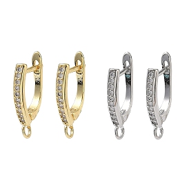 Латунные серьги-кольца из прозрачного кубического циркония, защёлка с петлёй, долговечный, стойки покрытие, без свинца и без кадмия