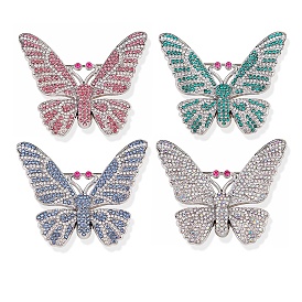 Platinum Zinc Alloy Brooch, Rhinestone Lapel Pin, Butterfly