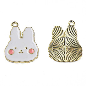 Alloy Enamel Pendants, Cadmium Free & Lead Free, Light Gold, Rabbit