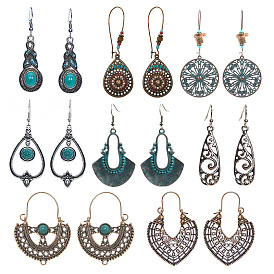 Bohemian Turquoise Earrings Set Ladies Simple Vintage Ethnic Minority Egyptian Earrings Stud Earrings