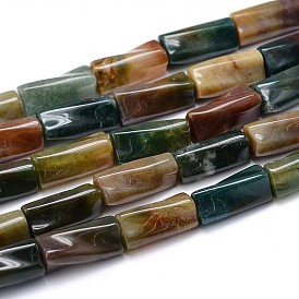 Natural Indian Agate Twist Bead Strands, Column, 21x9.5x9.5mm, Hole: 2mm, about 20pcs/strand, 15.7 inch