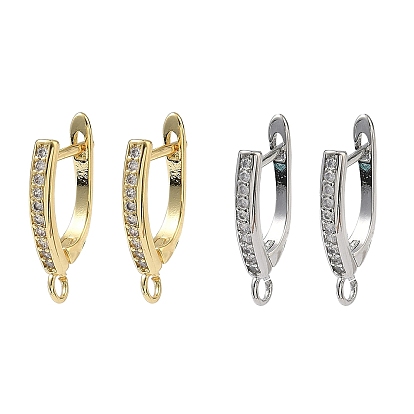 Латунные серьги-кольца из прозрачного кубического циркония, защёлка с петлёй, долговечный, стойки покрытие, без свинца и без кадмия