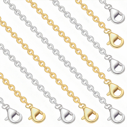 10 Stück 2 Farben 1.4 mm Messingkreuz-/Roloketten-Halsketten, mit Karabiner verschlüsse
