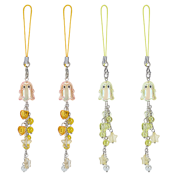 4 шт. 2 цвета хэллоуин призрак стат акриловые и стеклянные призрак звезда мобильные ремешки