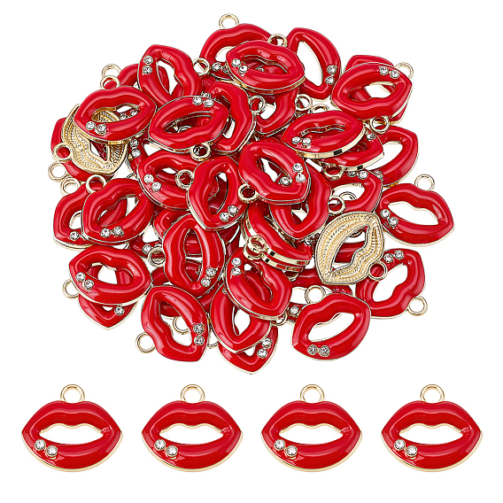 50 шт. Подвески из сплава эмали, со стразами, губы прелести