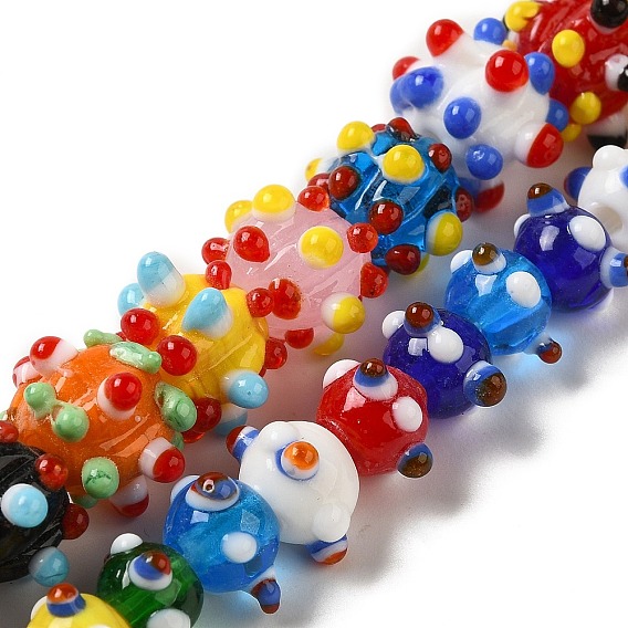 Бусины лэмпворк в виде тыквы ручной работы, круглые