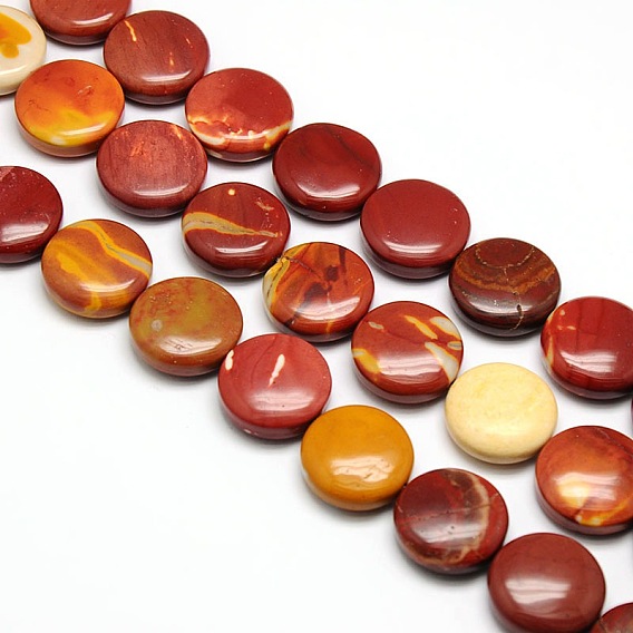 Natural Flat Round Mookaite Beads Strands