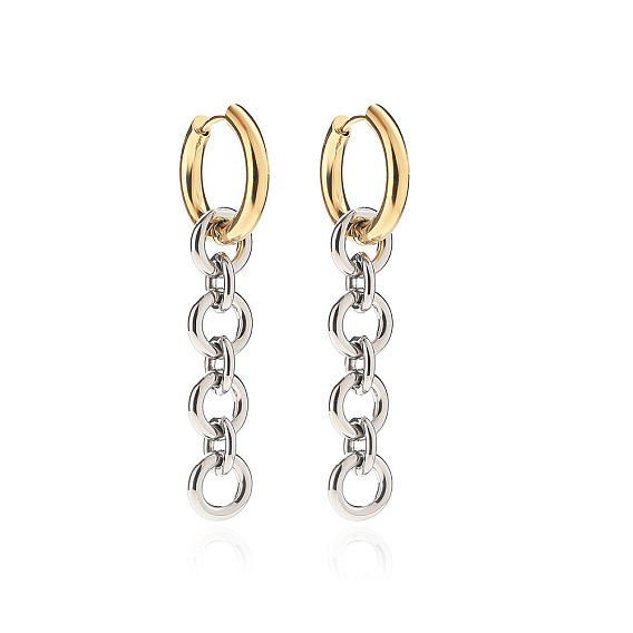 304 Серьги-кольца из нержавеющей стали с плоскими круглыми звеньями и кисточкой