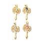 Axe Shapes Rack Plating Brass Cubic Zirconia Pendants, with Enamel & Shell, Long-Lasting Plated, Lead Free & Cadmium Free, Real 18K Gold Plated