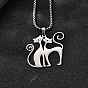 304 подвесные из нержавеющей стали ожерелья, с коробчатой цепью и подвесками для ручной полировки, форма кошки