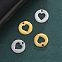 Stainless Steel Charms, Flat Round with Heart Charm