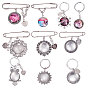 DIY Brooch Making, Tibetan Style Alloy Pendant Cabochon Settings, Clear Glass Cabochons, Iron Brooch Findings and Iron Split Key Rings