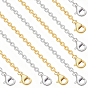 10Pcs 2 Colors 1.4MM Brass Cross/Rolo Chain Necklaces, with Lobster Claw Clasps