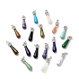 Gemstone Pendants, Teardrop Charms, with Brass Crystal Rhinestone Crown Findings, Platinum, Cadmium Free & Lead Free