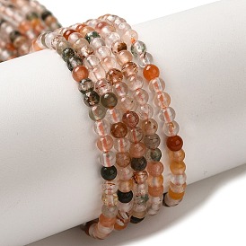 Natural Colorful Rutilated Quartz Beads Strands, Round