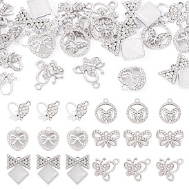 24шт 6 стили подвески из сплава с кристаллами и стразами, разнообразные, бабочка