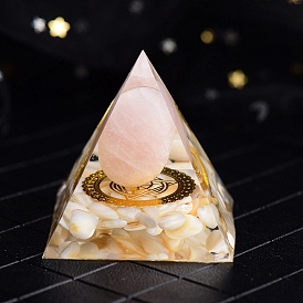 Orgonite Pyramid Resin Energy Generators, Reiki Natural Agate Ball Inside for Home Office Desk Decoration