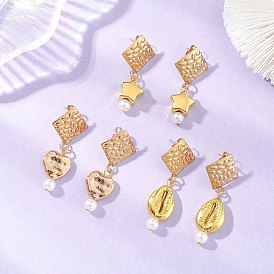 Пластиковые серьги-гвоздики с подвесками в форме ромба CCB, с абс пластиковой имитации жемчужина круглые бусины