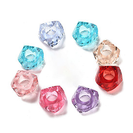 Transparent Resin European Beads, Large Hole Beads, Faceted, Polygon