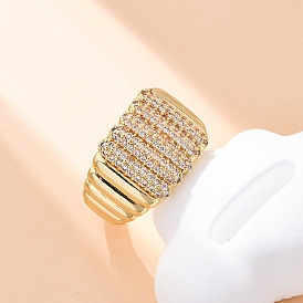 Латунные кольца-манжеты с микропаве и прозрачным цирконием для женщин, стойки покрытие, без кадмия и без свинца, прочное покрытие