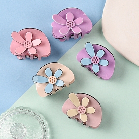 Flower Shape PVC Claw Hair Clips, with Rhinestones, Hair Accessories for Women Girls