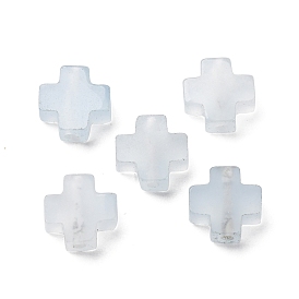 Натуральный белый нефритовые четки, окрашенные, имитация аквамарин, крестик