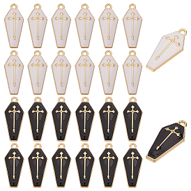 40 шт 2 цвета сплава эмалевые подвески, гроб с крестиком