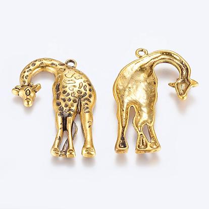 Подвески из сплава , без свинца и без кадмия, жирафа, длиной около 46 мм , шириной 30 мм , толщиной 4 мм , отверстие : 2 мм