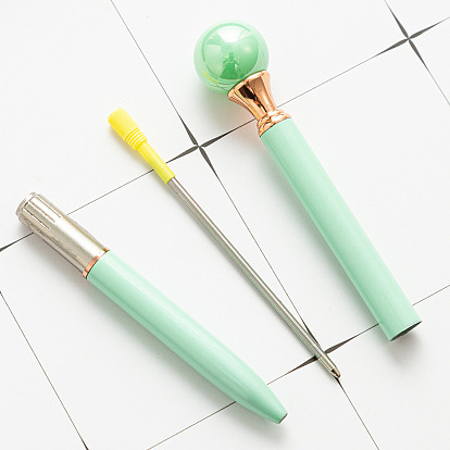 Candy Color Rotating Pearl Stainless Steel Ballpoint Pen, School Office Supplies