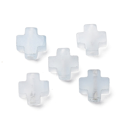 Натуральный белый нефритовые четки, окрашенные, имитация аквамарин, крестик