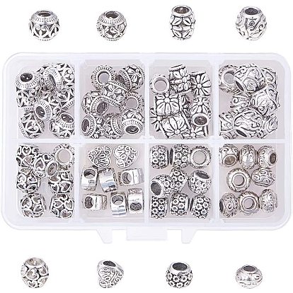 Alloy European Beads, Large Hole Beads, Rondelle & Heart & Barrel
