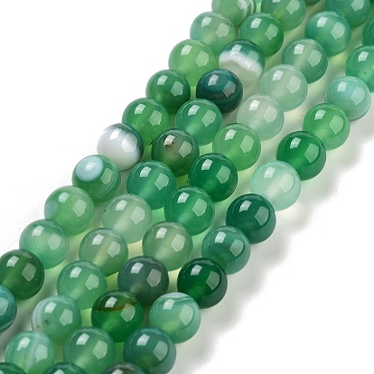 Натуральные полосатые агатовые / полосатые агатовые бусинки, окрашенная и подогревом, круглые