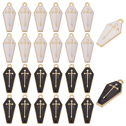 40 шт 2 цвета сплава эмалевые подвески, гроб с крестиком