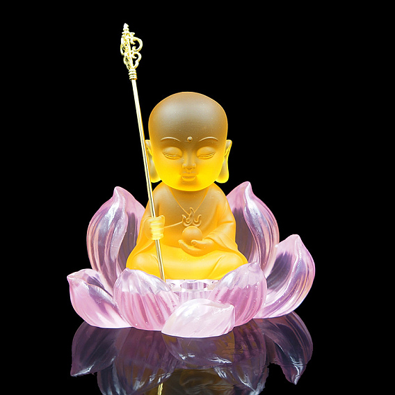 Resin Buddha with Lotus Figurines, for Home Car Desktop Decoratio