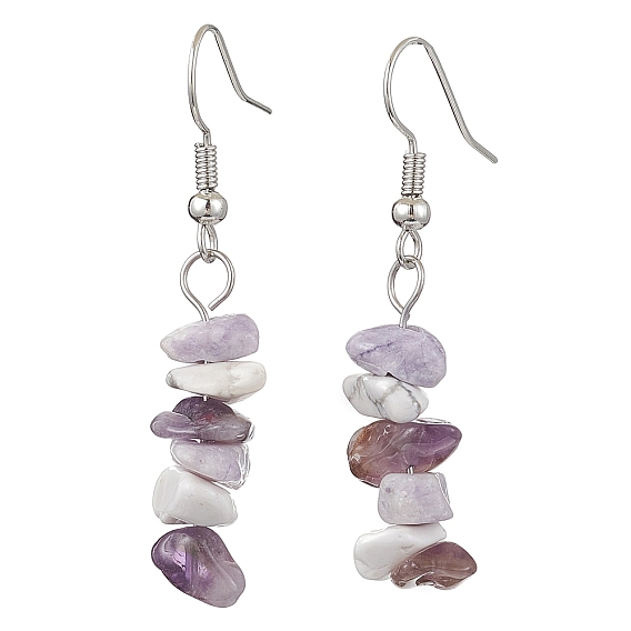 Натуральный камень смешанные болтаться серьги, с фурнитурой латунной для серег