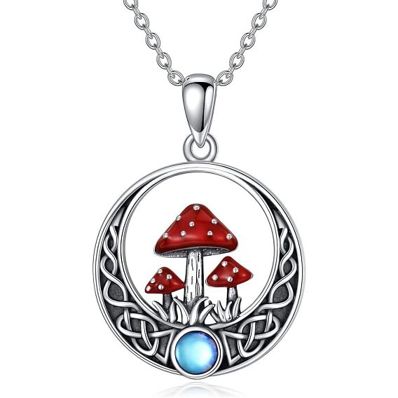 Ожерелья с подвесками из грибов и красного лунного камня