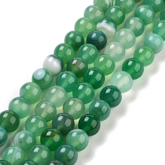 Натуральные полосатые агатовые / полосатые агатовые бусинки, окрашенная и подогревом, круглые