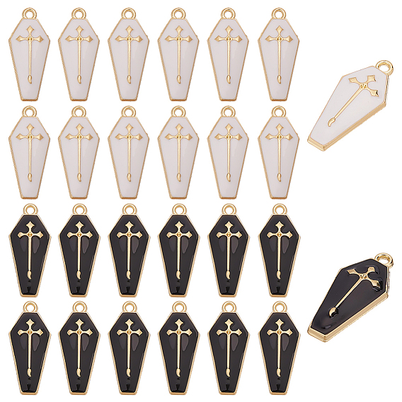 40 шт 2 цвета сплава эмалевые подвески, гроб с крестиком