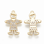 Brass Micro Pave Cubic Zirconia Pendants, Boy, Nickel Free, Real 18K Gold Plated