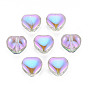 Electroplate Transparent Glass Beads, Half Plated, Heart