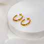 Twist 304 Stainless Steel Stud Earrings for Women, Half Hoop Earrings