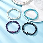 4 piezas 4 colores pulseras elásticas de cuentas de turquesa sintética para mujeres, cruz y vuelta