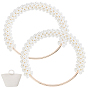 2Pcs Plastic Imitation Pearl Round Beaded Bag Handles, with Alloy Rings, Light Gold
