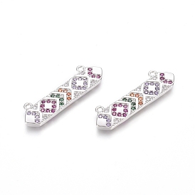 Brass Micro Pave Cubic Zirconia Pendants, Long-Lasting Plated, Polygon, Colorful
