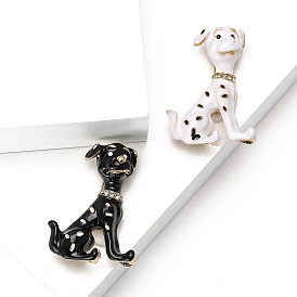 Enamel Pin, Alloy Rhinestone Brooch for Backpack Clothes, Spotted Dog